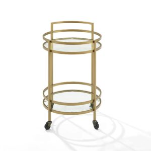 the Bailey Round Bar Cart is ready to party in style. With a small footprint and caster wheels