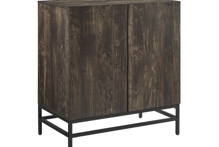 Bring a modern edge to home entertaining with the Jacobsen Bar Cabinet. Featuring a streamlined industrial look