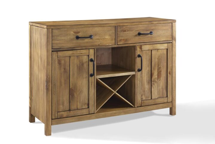Modern simplicity meets rustic charm with the Roots Sideboard. A wood-grain look is applied to the sideboard by hand
