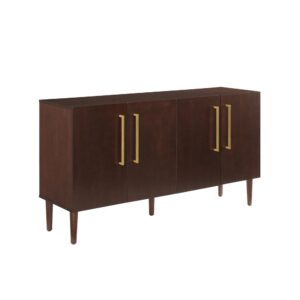 this sideboard provides two large cabinets with adjustable shelving. Perched atop tapered legs and showcasing classic bar hardware