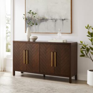 Elevate your at-home storage with the stunning style of the Darcy Sideboard. Featuring two large cabinets with adjustable shelves and punchouts for cables