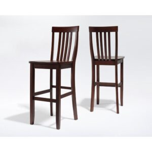 The Schoolhouse 2pc Bar Stool Set is crafted for style and long-lasting comfort. With a curved slat back and contoured seat