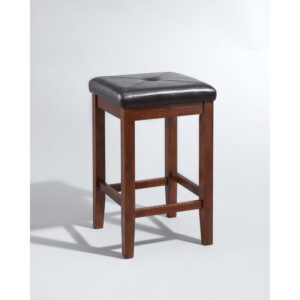 Simplicity and comfort are hallmarks of the Square Seat 2pc Counter Stool Set. The square seat is upholstered in a durable yet stylish faux leather