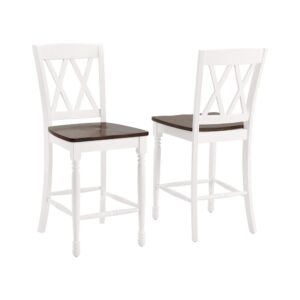 Classic seating goes to the next level with the Shelby 2pc Counter Stool Set. Beautifully crafted with a molded wood seat and double x design on the back