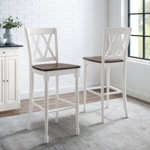 Classic seating goes to the next level with the Shelby 2pc Bar Stool Set. Beautifully crafted with a molded wood seat and double x design on the back