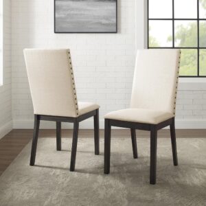 The Hayden Upholstered Dining Chairs bring elegant Parsons style to your dining space. With a neutral crème fabric on both the seat and chair back