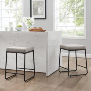 this two-piece stool set adds a modern aesthetic to your kitchen or dining area. Combining comfort with style