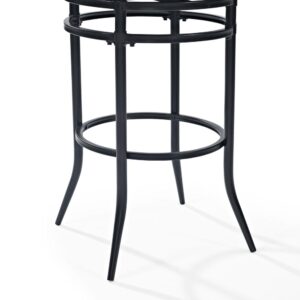 The Rachel Bar Stool blends comfort and durability with a mix of upholstery and steel. Accentuated by flared legs and a scrolled top rail