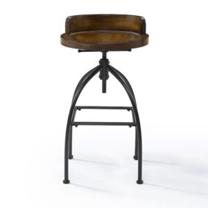 The Edison Adjustable Stool adds industrial chic to your home with a contrast of warm wood and cool metal. The adjustable wood seat sits atop a sturdy steel base and features a unique swivel mechanism for adjusting the stool’s height. Perfect for your kitchen or dining room