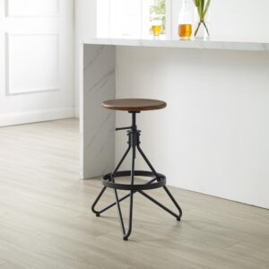 the Kalen Adjustable Stool is the epitome of industrial chic. Featuring an all-metal adjustable base and sturdy wood seat