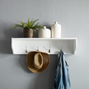 hats and book bags. The top of the shelf is ideal for décor or small storage baskets. The Harper Entryway Shelf has a modular design that coordinates well with other items within the collection.