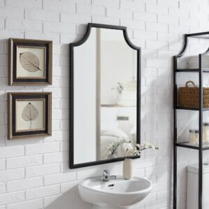 the Aimee Wall Mirror is an eye-catching addition to any home. A sturdy steel frame with pagoda-styling creates visual interest that can be paired with a variety of décor. Simple