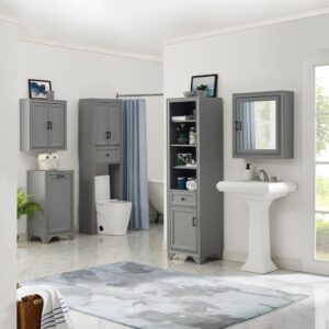 The Tara Space Saver provides over-the-toilet storage with classic charm.  Designed to fit over most standard-sized toilets