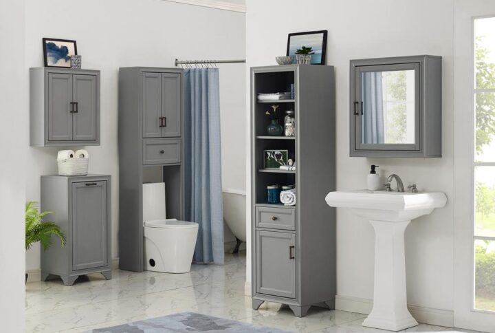 The Tara Space Saver provides over-the-toilet storage with classic charm.  Designed to fit over most standard-sized toilets