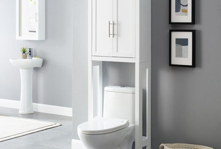 The Savannah Space Saver offers classic over-the-toilet storage with a sleek transitional style. Designed to fit over most standard-sized toilets