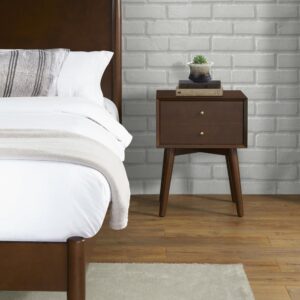 Add a touch of mid-century inspired design to your bedroom with the Landon Nightstand. Classic metal hardware and tapered legs add a distinctive vintage touch