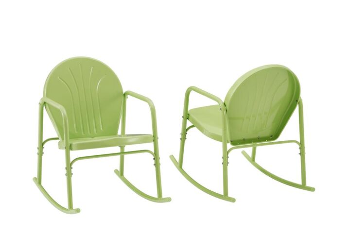Rock away in the retro-inspired Griffith 2pc Rocking Chair Set. Made from sturdy powder-coated steel