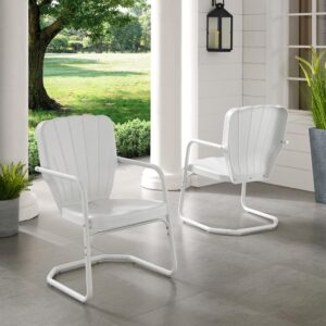 the Ridgeland Patio Chairs (Set of 2) bring class and charm to your outdoor space. Each outdoor chair features a clamshell back with decorative grooves