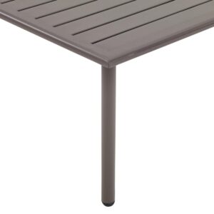 this low-profile outdoor table will complement a variety of outdoor seating. Constructed of sturdy powder-coated steel