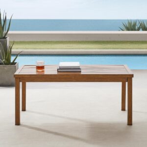The Ridley Coffee Table is ready to withstand the whims of mother nature with its durability and style. With a slatted top and a hand-brushed finish that mimics real teak