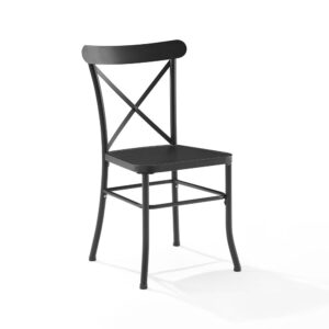 these classic chairs resist rust and sun fade. With a simple silhouette and charming x-back design