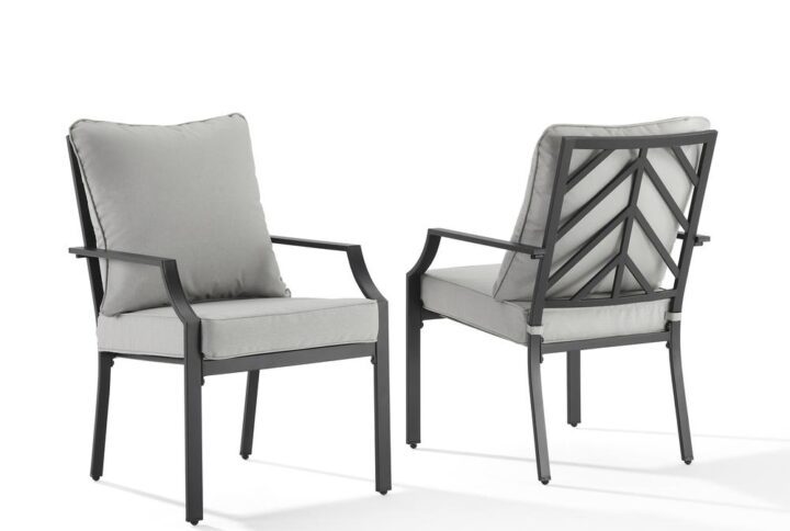 Add comfort to your outdoor dining with the Otto 2pc Dining Chair Set. Featuring weather-resistant steel frames and cushioned seats with moisture-resistant covers
