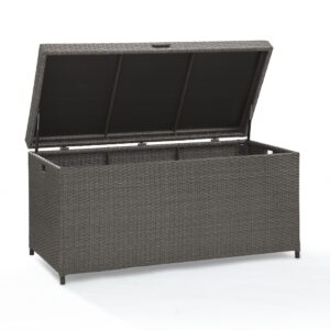 this upscale deck box protects your belongings in style. Deep enough to store outdoor cushions or pool toys