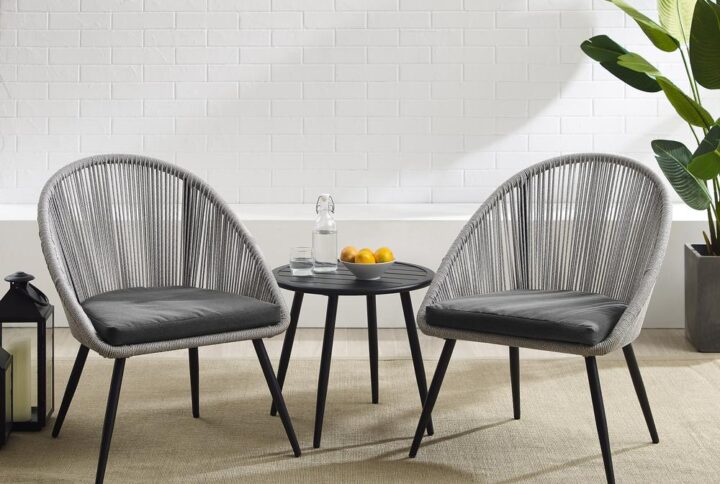 Featuring a modern twist on classic barrel chairs