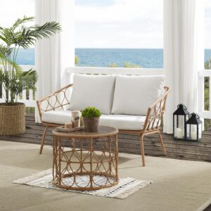 Turn your patio into a breezy bohemian retreat with the Juniper 2pc Conversation Set. Crafted from rattan-style resin wicker