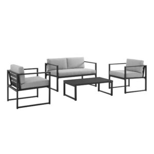 The Hamilton 4pc Conversation Set delivers space-conscious outdoor entertaining with a modern edge. Featuring a sleek silhouette