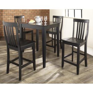 the 5pc Pub Set with School House Stools fits the bill. The 32-inch square tabletop offers ample space for drinks or a meal