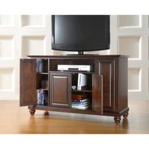 the Cambridge 48” TV Stand is designed to accommodate flat-panel TVs up to 50-inches. Featuring two side cabinets and a large center cabinet