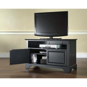 the Lafayette 42” TV Stand can accommodate most flat-panel TVs up to 43-inches. Featuring a large cabinet with double doors and an adjustable shelf