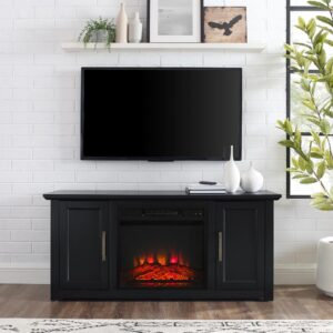 this tv stand doubles as a modern-day hearth
