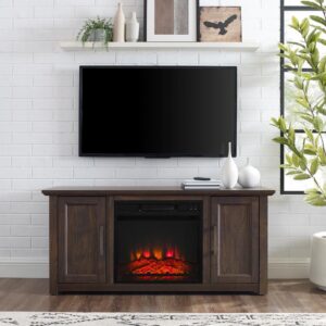 this tv stand doubles as a modern-day hearth