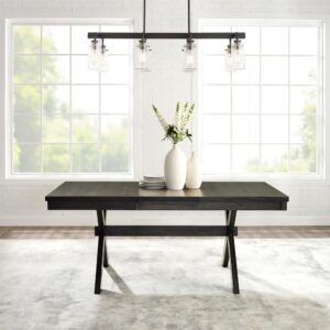 the Hayden Dining Table brings rustic style to family gatherings. Featuring an 18” extension leaf