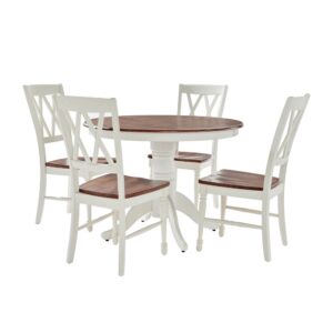 the Shelby 5pc Round Dining Set was designed with tradition in mind. With a classic turned pedestal and legs