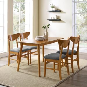 Make casual dining a chic and stylish affair with the Landon 5pc Dining Set. Influenced by mid-century modern design
