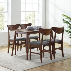 Make casual dining a chic and stylish affair with the Landon 5pc Dining Set. Influenced by mid-century modern design