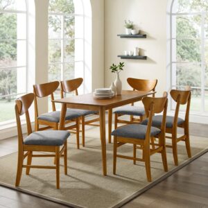 Make casual dining a chic and stylish affair with the Landon 7pc Dining Set. Taking cues from mid-century modern design