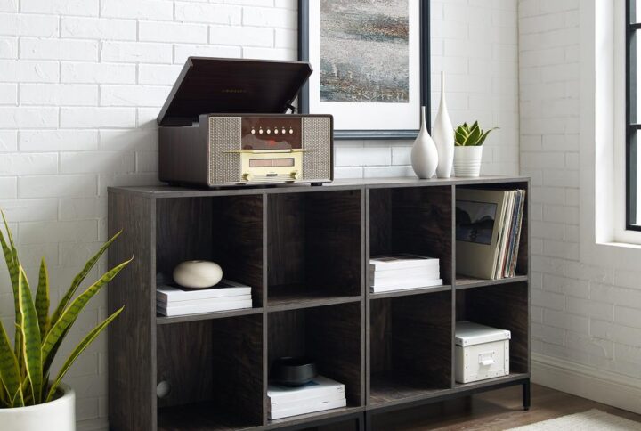 The Jacobsen Record Storage Cube Bookcase Set may be a mouthful