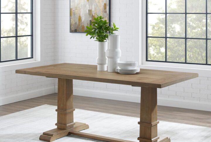 Achieve the look of laid-back elegance with the Joanna Dining Table. Combining a beautifully rustic finish with a classic farmhouse design