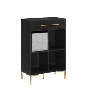 Incorporate streamlined modern storage into your home with the Juno Record Storage Cube Bookcase with Speaker. Featuring a sleek silhouette and stylish hardware