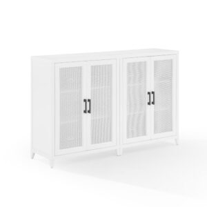 The Milo 2pc Media Storage Cabinet Set is a simple tv console with unique details. The large cabinet doors on this television stand feature beautiful poly-rattan mesh panels