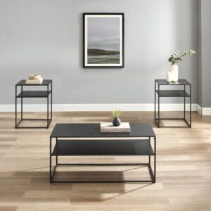 the Braxton 3pc Coffee Table Set is a smart addition to your living room. With slim frames and sturdy steel construction