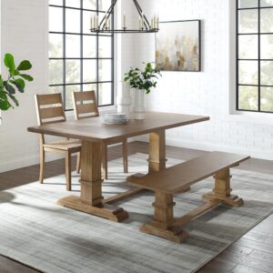 The Joanna 4pc Dining Set embodies the laid-back elegance of modern farmhouse design. Featuring a large rectangle trestle table