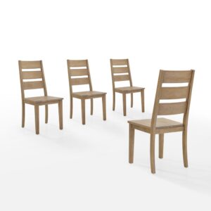 The Joanna 4-Piece Ladder Back Chair Set brings farmhouse style to your dining room or kitchen. With wide horizontal slats and a contoured wood seat