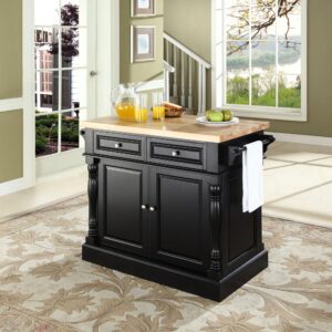 the Oxford Kitchen Island’s traditional silhouette is sure to be a showstopper. Featuring classic design elements like raised panels and decorative carved spindles