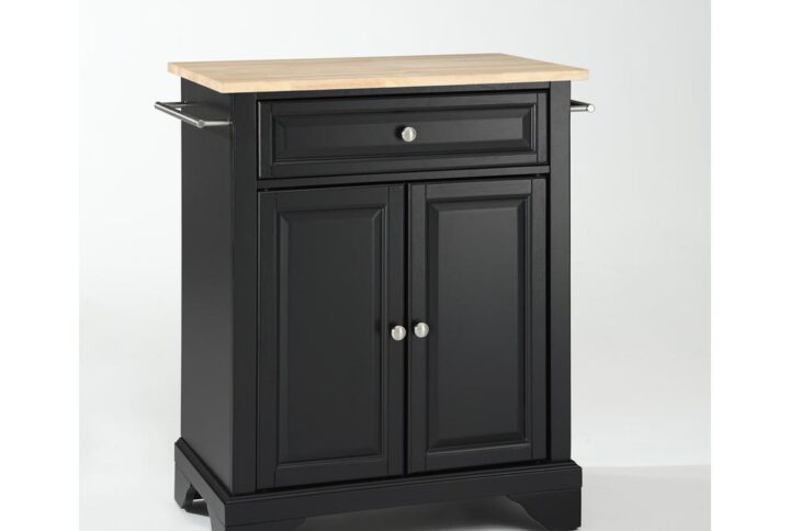 Save valuable space with the Lafayette Compact Kitchen Island. Featuring a large cabinet with an adjustable shelf