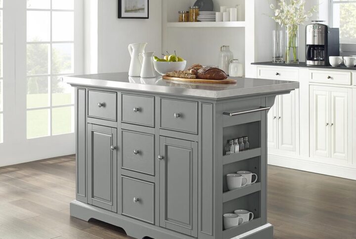 The Julia Kitchen Island offers space for food prep